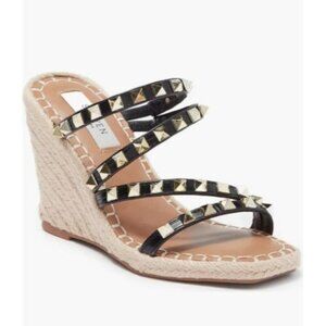 NWT Steven New York Keina Black Espadrille Wedge Sandal/Sz. 9.5M